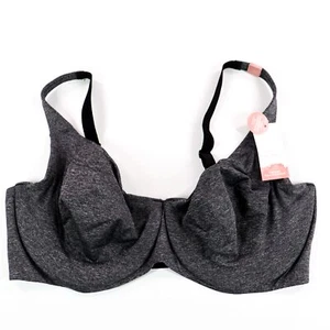 New Cacique Bra Size 42DDD Unlined Full Coverage True Embrace Gray Black NWT - Picture 1 of 6
