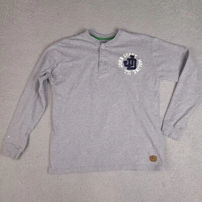 John Deere T-Shirt Mens Medium Gray Long Sleeve Henley Cotton Logo - Image 1 of 4