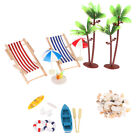 18Pcs 1:12 Dollhouse Miniature Deck Chair Beach Umbrella Boat Shell Kits De^N ny