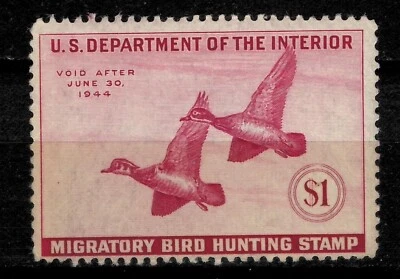USA 1943 Duck stamp $1 ☀ Scott# RW11 ☀ MH - Image 1 of 2