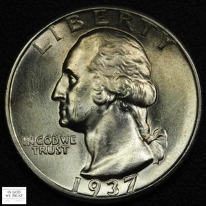 1937 George Washington Silver Quarter 25C (BU - BRILLIANT UNCIRCULATED) - Picture 1 of 5