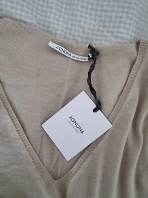 Nuevo Jersey Agnona Beige Calce Relajado 100% Cachemira I42 Foto 1 de 4