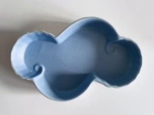 Vintage Haeger USA Matte Blue & White S-Shaped Art Pottery Console Bowl EUC - Picture 1 of 7