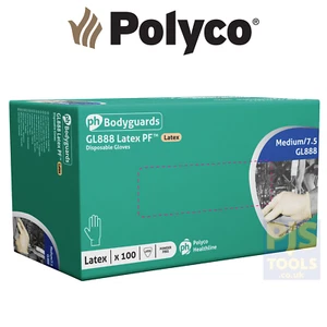100 x Polyco powder free soft latex disposable gloves janitorial bio hazard - Picture 1 of 1