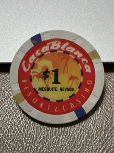 $1 CASABLANCA CASINO CHIP PÓKER CHIP MEZQUITE NEVADA FICHA DE JUEGO - Imagen 1 de 2