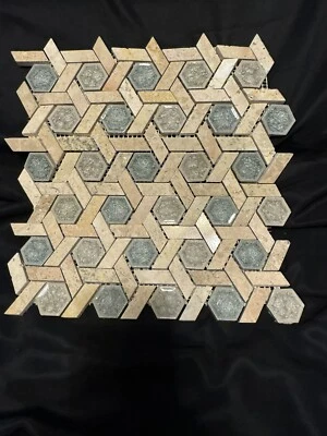 Novo Azul Claro Marfim Mármore Hexágono Mosaico Azulejo Cozinha Banheiro Backsplash - Imagem 1 de 4