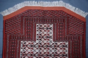 Alfombra antigua de oración caucásica de la década de 1960 alfombra de lana tribal geométrica fina de 3x5 pies - Imagen 1 de 13