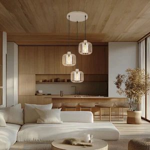 Lampadario Lampada Luce Sala da Pranzo 3-Flammig E27 Retrò Vetro Fumé Sabbia - Foto 1 di 8