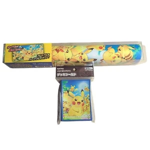 Pokémon Center Japan Large Gathering Rubber Playmat Pikachu + 1-64pk Deck Shield - Picture 1 of 9