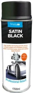 Simply Auto Sprays - SP-034 Satin Black 500ml Can Acrylic Resin Spray - Evri UK - Picture 1 of 11