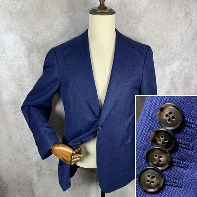 Suitsupply Blazer Jacket Men 42R Blue Wool Silk Linen Sport Coat Havana Unlined - Image 1 of 4