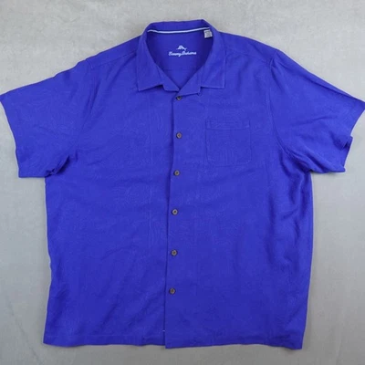 Tommy Bahama Shirt Silk Mens 3XLT Camp Hawaiian Blue Pocket Short Sleeves - Image 1 of 4
