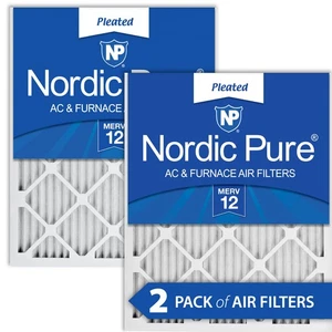 14x25x1 (13_1/2x24_1/2) Pleated MERV 12 Air Filters 2 Pack - Picture 1 of 7