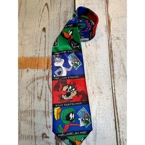 Vintage 1997 Looney Tunes Stamp Collection Character Print Tie Poly/Silk - Picture 1 of 12