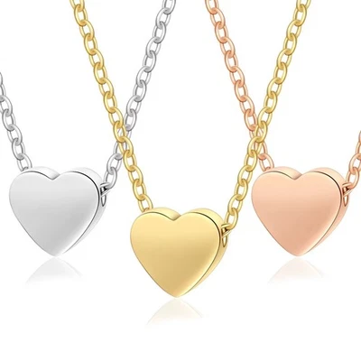 Donna Catena con Cuore Ciondolo Oro Argento Rosa 750 Placcato 18 Carato K546D - Immagine 1 di 4