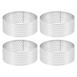 4 Stück Perforierte Tarte Ring: Edelstahl Kuchen Ringe 2 Zoll Runde Mousse Formen - Bild 1 von 12