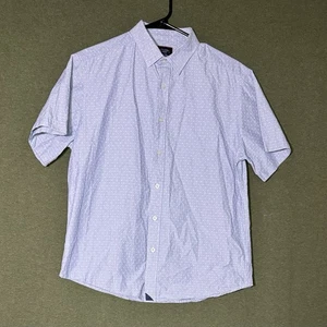 UNTUCKit Blue Button Up Shirt Short Sleeve Polka Dot Size Medium M - Picture 1 of 5