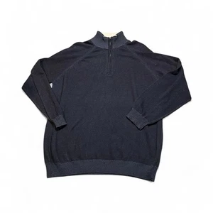 Wetterfester Vintage Herren Raw Denim Blau XXL Quarter Zip Pullover Sweater Sherpa - Bild 1 von 6