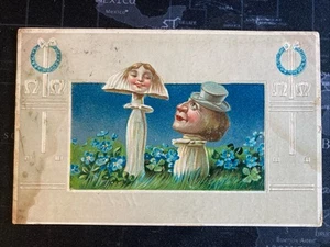 Anthropomorphic Married Mushrooms fantasy greeting postcard - Picture 1 of 2