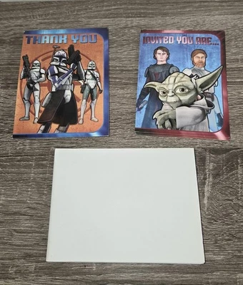 Star Wars Clone Wars 24 Thank You Cards 4 Birthday Invitations SEE DESCRIPTION  - Image 1 of 4
