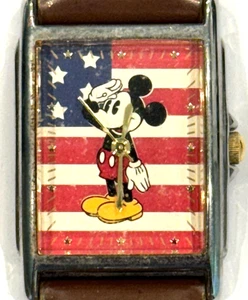 Vtg Disney Mickey Mouse Watch American Flag Band MU0753 Patriotic Needs Battery - Picture 1 of 8