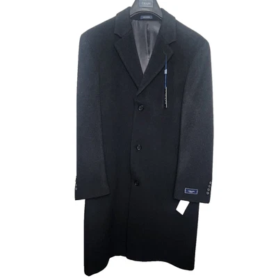 CHAPS Charcoal Wool Blend Lined Trench Overcoat Long Heavy Jacket Mens Size 42R - Image 1 of 4