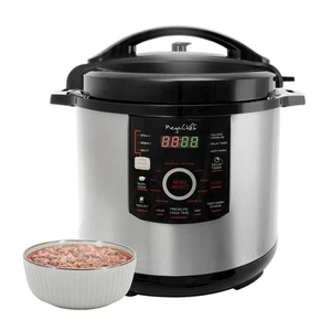 MegaChef 12 Qt. Schwarz und Silber Elektrischer Schnellkochtopf mit Automatik und - Bild 1 von 8