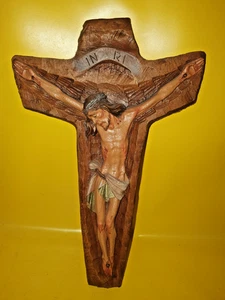 Bonita Cruz Fijo Jesús en la Cruz INRI Altura 35 cm. x Ancho 23 cm. - Imagen 1 de 3