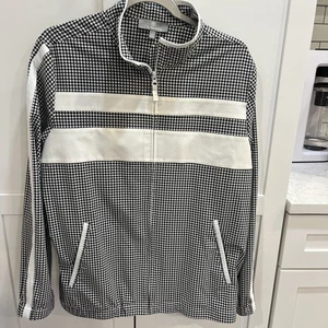 T by Talbots Jacket Women Track Black White Gingham Check  XL Lightweight - Picture 1 of 4