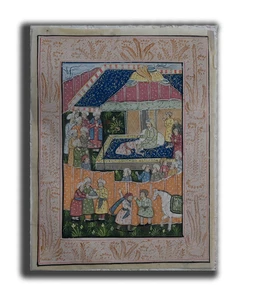 Persian Prince Visit His Father King Handmade Miniature Painting on Silk - Picture 1 of 3