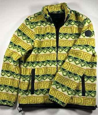 Chaqueta polar American Eagle Aztec Sherpa verde amarillo cremallera adulto mediana Foto 1 de 4