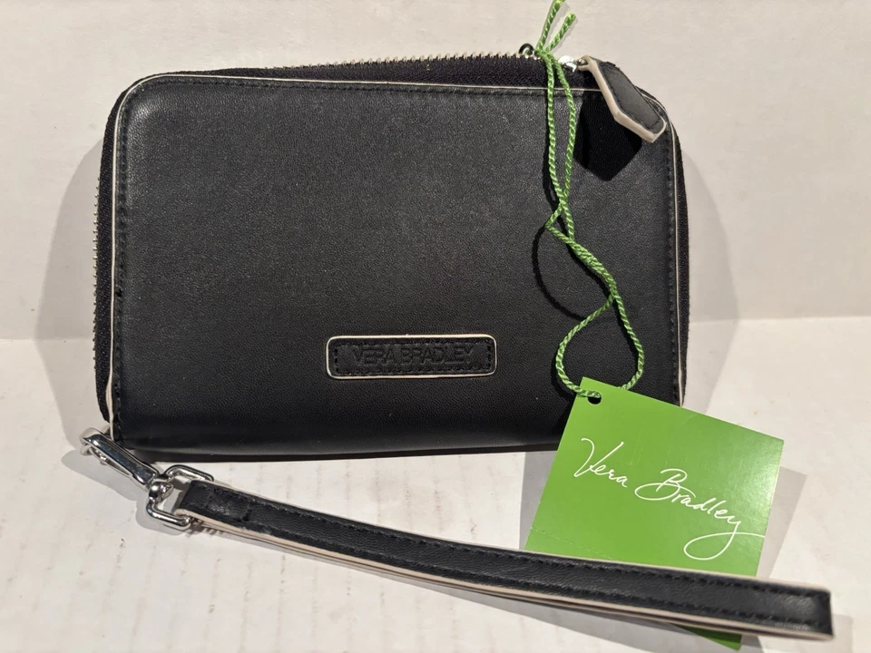 Vera Bradley Black Zip Around Wristlet NWTS Holds iPhone 6