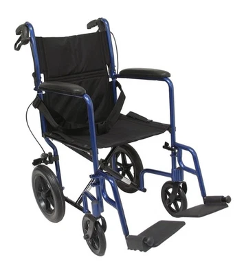 Silla plegable de aluminio Karman Healthcare LT-1000HB-BL con frenos complementarios, Foto 1 de 2