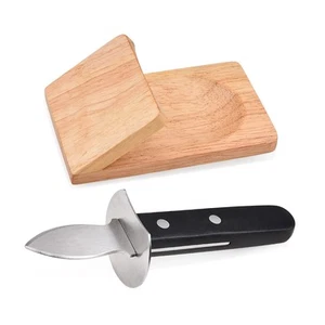 Oyster Knife Shucker Set Oyster Shucking Knife with Wooden holder Oyster Shuc... - Picture 1 of 5