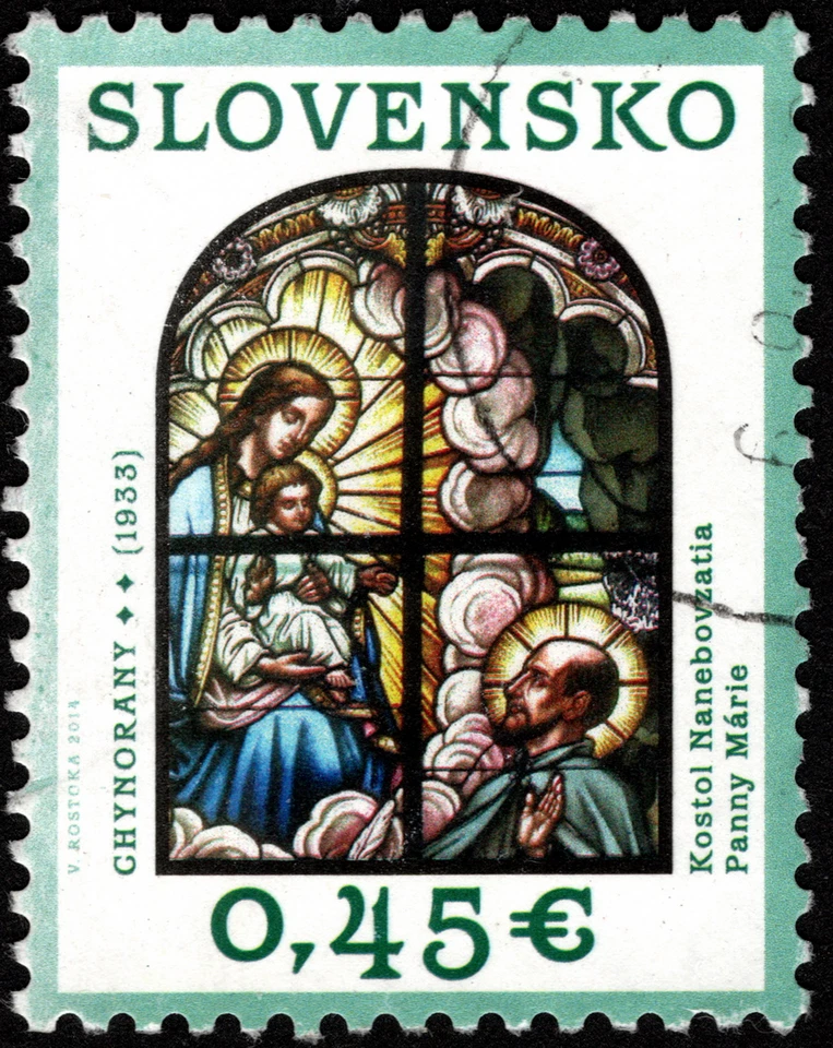 Slovakia Stamp Scott # 700 Used F-VF - 45 Cents Stained-Glass Christmas Issue - Image 1 of 1
