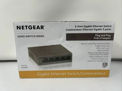 NETGEAR Soho 5-Port Gigabit Ethernet Switch GS305 100PAS NEW/SEALED - Image 1 of 4