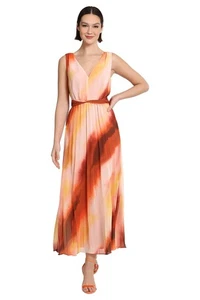 Neu mit Etikett Donna Morgan Damen ärmelloses Faltenrock Maxikleid, weich creme/rost 8 - Bild 1 von 9