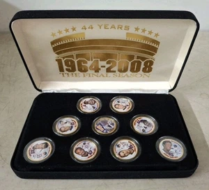 Juego de 9 monedas de cuartos chapados en oro de 24 k de los Mets de Nueva York en el estadio Shea de la temporada final 2008  - Imagen 1 de 3