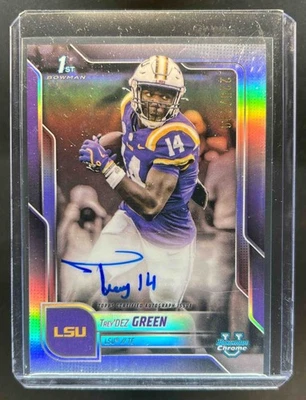 2025 Bowman Chrome U Trey'Dez Green Auto 1st Refractor #225/299 - Image 1 of 2