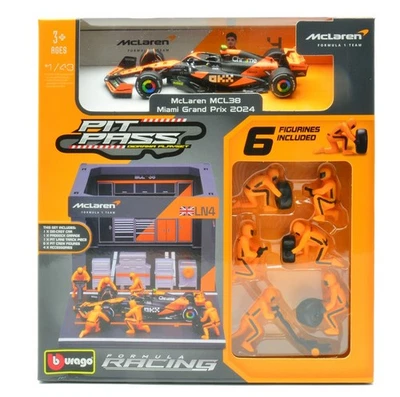 MODELLINO AUTO STATICO BURAGO PIT STOP SET MCLAREN MCL38 LANDO NORRIS 2024 1/43 - Immagine 1 di 4