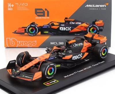 MODELLINO AUTO STATICO BURAGO MCLAREN F1 MCL38 MIAMI 2024 PIASTRI VETRINA 1:43 - Immagine 1 di 4