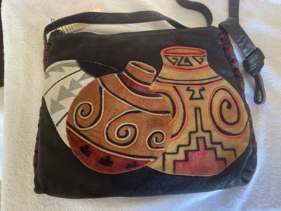 Bolso Bandolera De Colección Carlos Falchi Cuero Suroeste Gamuza Apliques Nuevo Foto 1 de 4