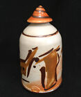 Studio Artisan Pottery Vase Brown Beige Orange Earthenware Signed By Artist