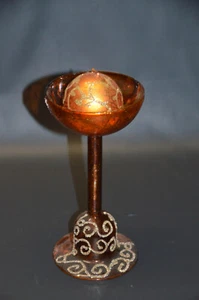 Kerzenhalter aus Glas inkl. Kerze / viel Glitzer / 19,5 cm hoch - Bild 1 von 2