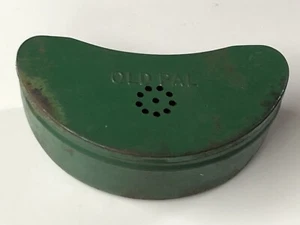 Vintage Old Pal Green Metal Fishing Belt Bait Container Vented - Picture 1 of 14