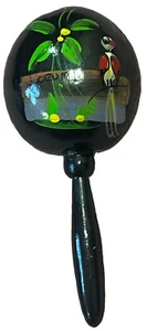 Cozumel Mexico Souvenir Maraca Flower Bird Design Gourd Shaker Hand Crafted - Picture 1 of 4