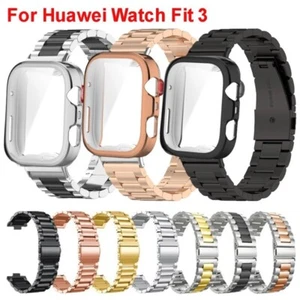 Stainless Steel Metal Watchband with TPU Case For Huawei Watch Fit 4/4 Pro/ 3 - Picture 1 of 14