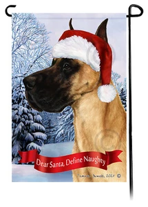 Querido Santa, Define Bandera de Jardín Travieso - Cervatillo Recortado Gran Danés 067F - Imagen 1 de 1