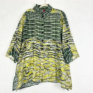 IC By Connie K Crinkle Textured Semi Sheer Tunic Top Size XL Lagenlook Artsy - Picture 1 of 8