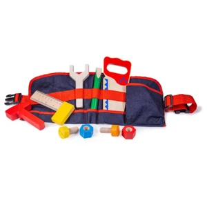 Cinturón de herramientas de carpintero Bigjigs Toys con herramientas de madera construcción de edificios - Imagen 1 de 4